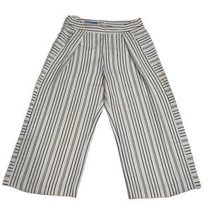 Antonio Melani Black & White Stripe Wide Leg Cropped Pants Size 6